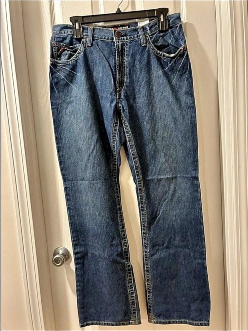 Ariat FR M4 Low Rise Boot Cut Jeans in Blue